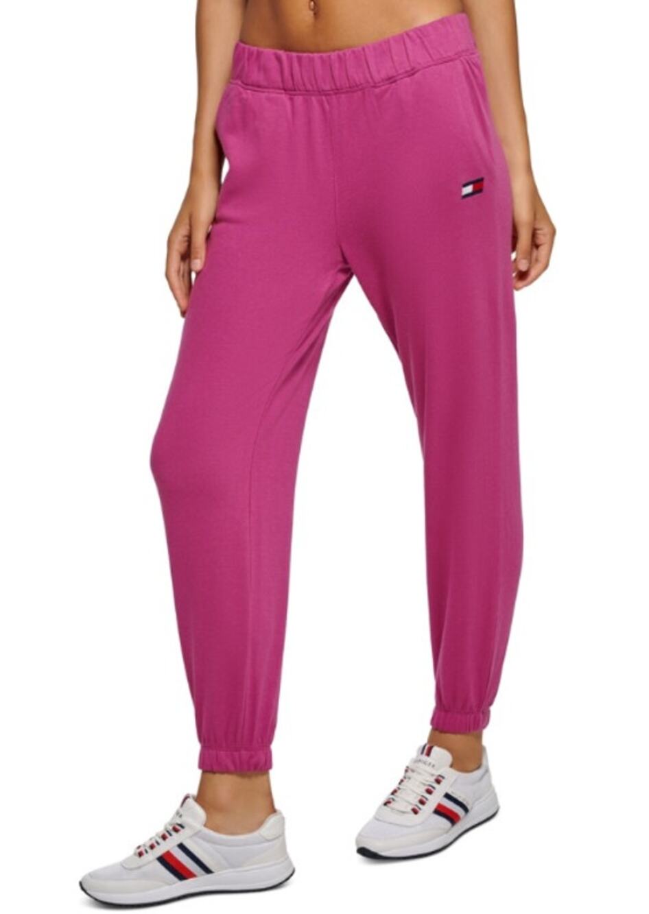 TOMMY HILFIGER Womens Sweatpants Joggers XS Pink Dahlia French Terry NWT